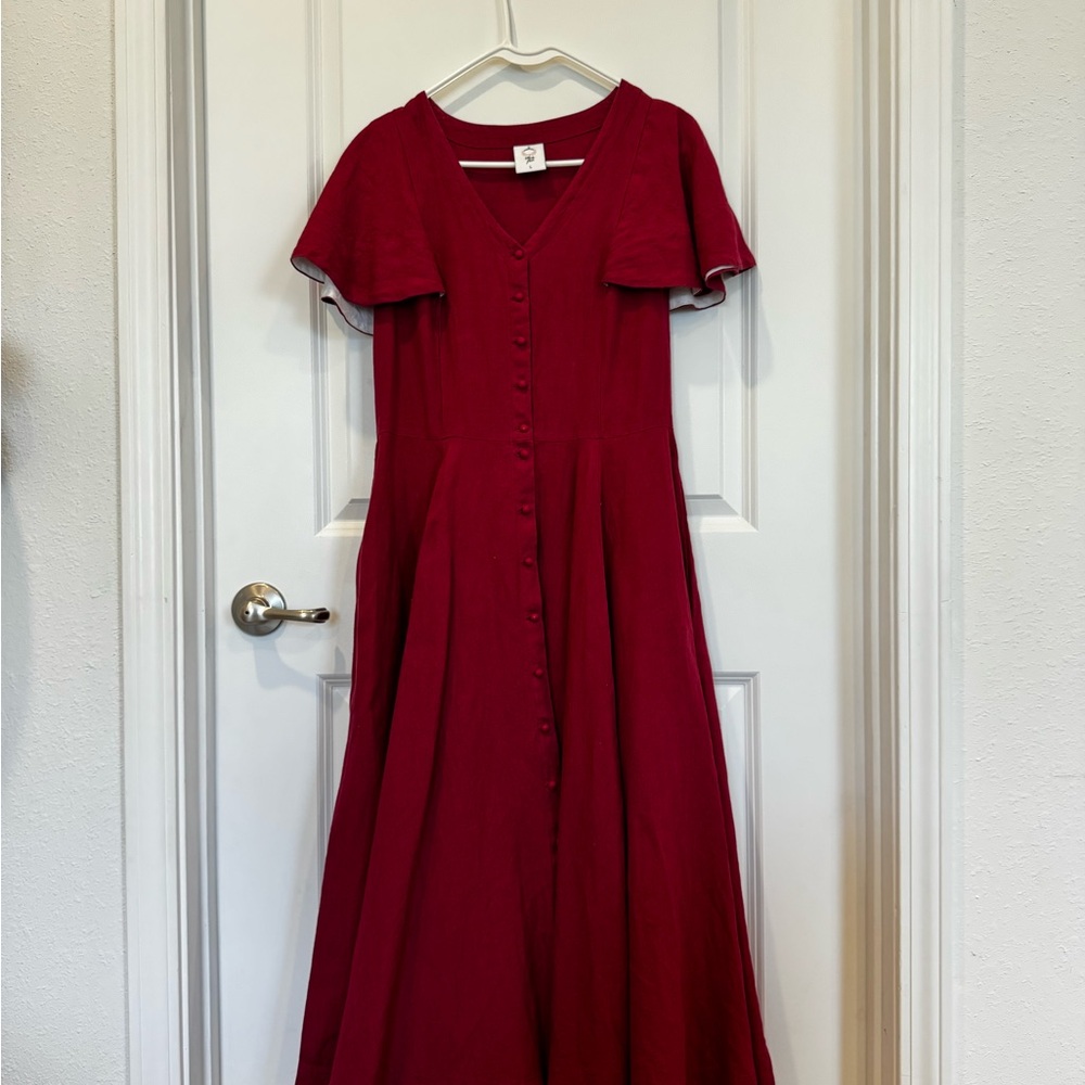 LIKE NEW Son de Flor Marsala red Spring dress